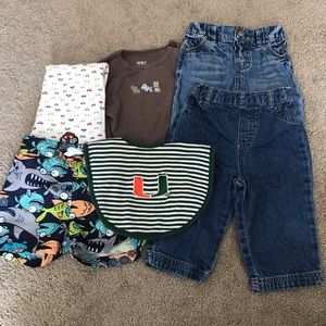 0-9 Months Baby Boy Bundle Jeans Swim Trunks Bib